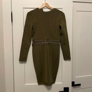 House of CB olive bandage dress with gold decals